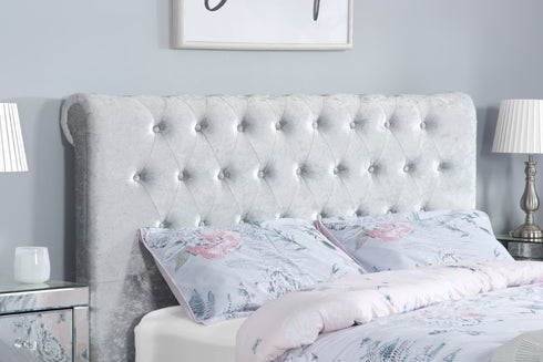 Sienna Fabric Bed Crush Velvet Steel